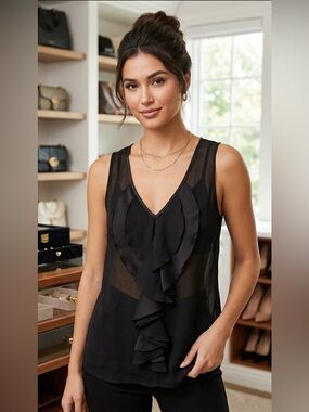 RW&CO. Sleeveless Ruffle Blouse